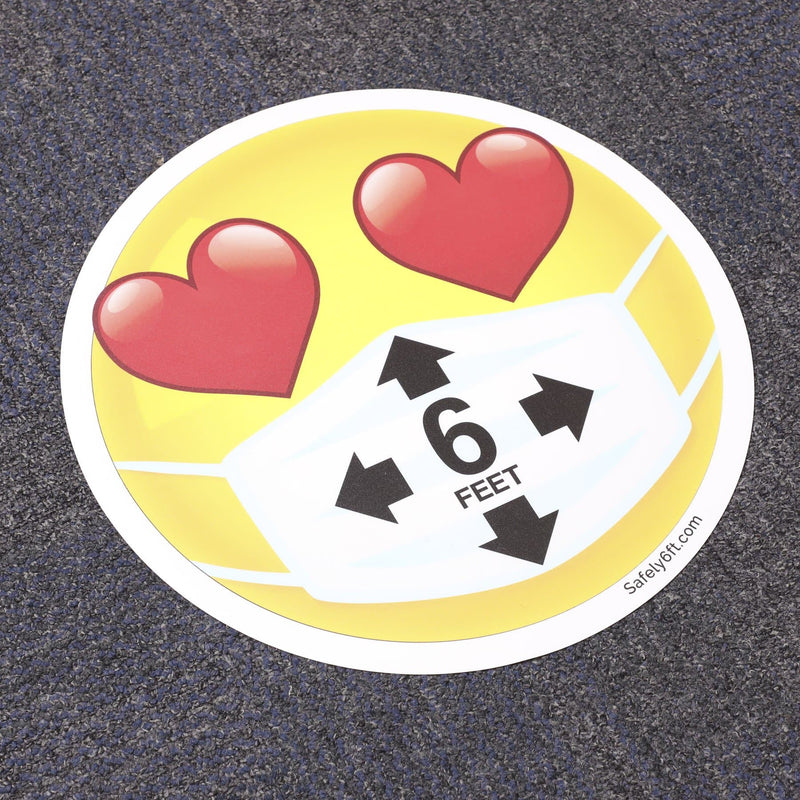 Round Emoji Set of 3 Social Distancing Floor Signs