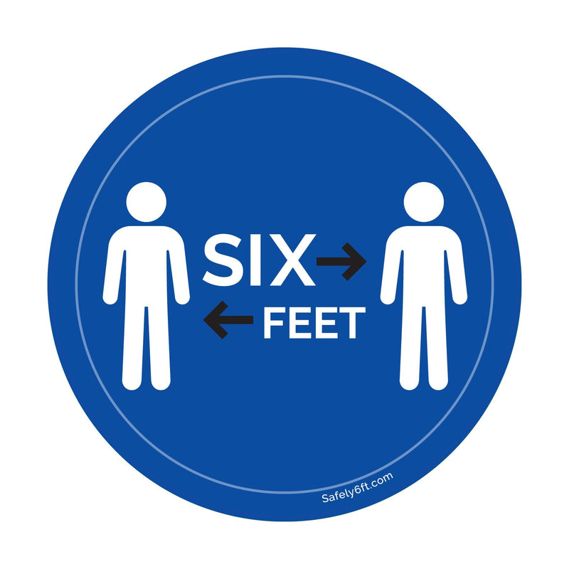 Round Six Feet with People Social Distancing Floor Sign
