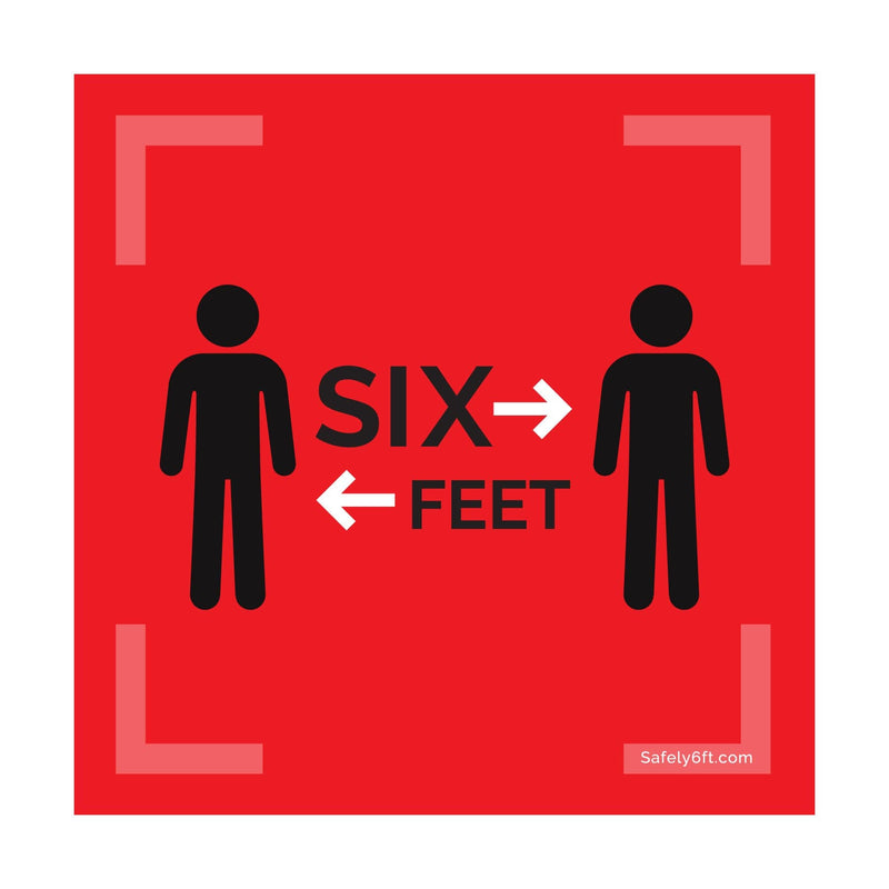Square Six Feet with People / 2 Arrows Floor Sign