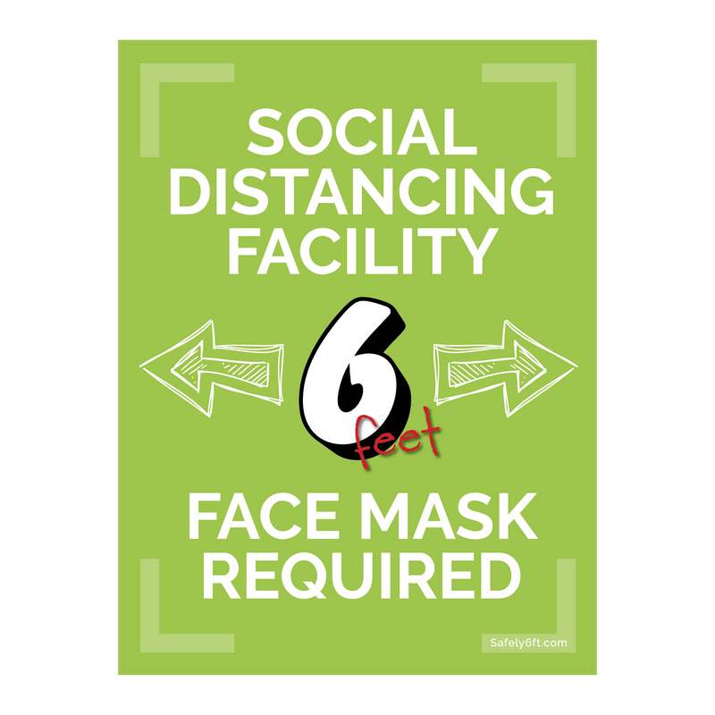 Education Face Mask Required Social Distancing Window, Wall & Door Sign