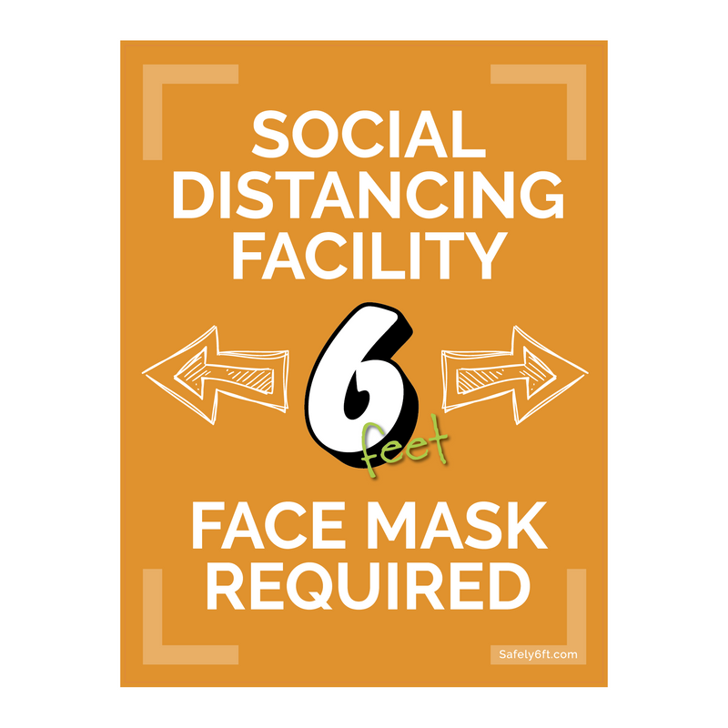 Education Face Mask Required Social Distancing Window, Wall & Door Sign