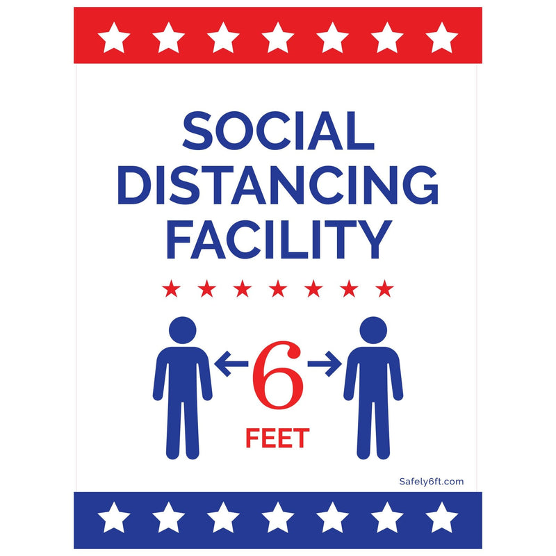 Patriotic Social Distancing Facility Sign